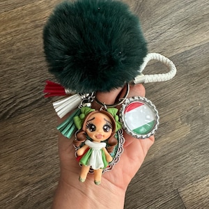 Llavero personalizado bandera de Hungría / Llavero bandera de Hungría - Llavero muñeca de porcelana - Llavero Hungría