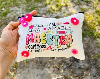 Handmade Spanish Teacher Pouch, Teacher Gift