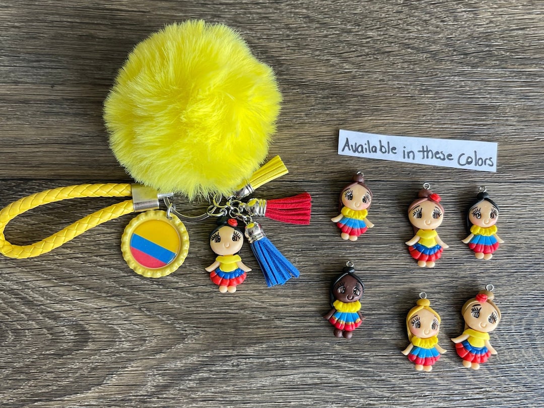 Personalized Colombia Keychain Gift Flag Artistic Handmade 3D Doll
