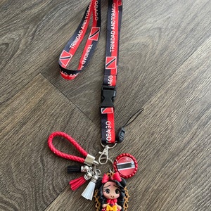 Personalized Lanyard Trinidad and Tobago flag / Trinidad and Tobago Flag Key Chain - Doll porcelain Keychain - Trinidad and Tobago Keychain