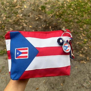 Puerto Rico pouch / Puerto Rico makeup bag / Puerto Rico make up bag handmade/ Puerto Rico flag size Medium