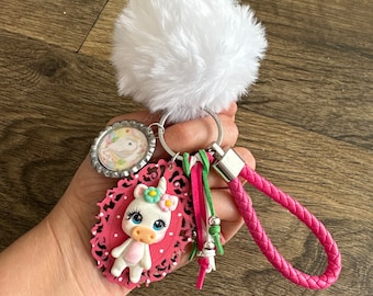 Kawaii Unicorn Charm, Porcelain Unicorn Charms, Unicorn Keychain, Unicorn Keychain, Unicorn Gifts, Unicorn Jewelry, Unicorn Christmas Gift