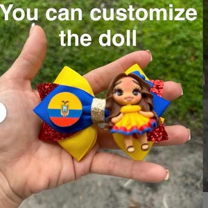 Ecuador  flag hair bow clip.  Hair clip bun in Ecuador  Arch. Ecuador  tie. Chignon Ecuador  flag hair bow