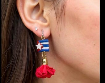 Pendientes Cuba, diseño floral, colgantes, ganchos para las orejas, joyería para mujer