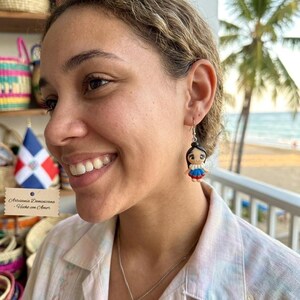 Handmade Doll Earrings – Chile, Puerto Rico, Costa Rica, Panama, Dominican Republic Flags – Cold Porcelain