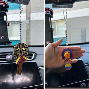 Sombrero tradicional colombiano para auto bandera - Sombrero tradicional Vueltiao / car charm Colombia / Colombia car rearview charm