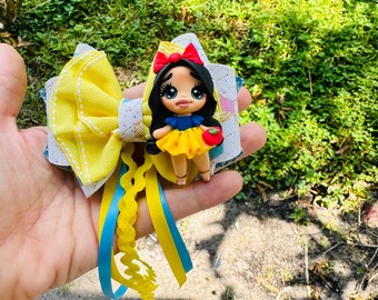 Snow White Hair Bow Clip, Disney Princess Birthday, Handmade