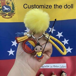 Llavero con la bandera de Venezuela, hecho a mano, con pompón 3D, estilo artístico, vendedor de EE. UU.