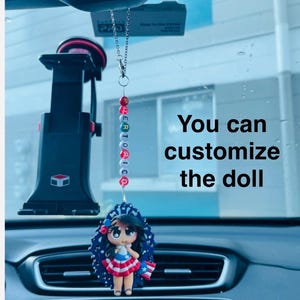 Puerto Rico doll for flag car -personalized PR doll / car charm Puerto Rico / Puerto Rico car rearview charm / Puerto Rico jibara doll