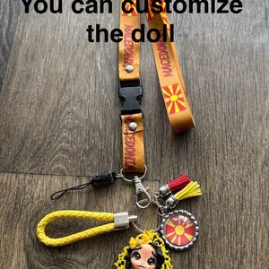 Personalized Lanyard Macedonian flag / Macedonia Flag Key Chain - Doll porcelain Keychain - Macedonia Keychain