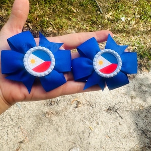 Philippines set | Philippines Hair Bow | Philippines Flag Hair clip | Filipino Flag Bow | Heritage Day Hair Bow | Filipina | Handmade