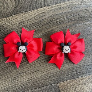 Set Mickey bow / Red Mouse girl Hair brown, red Bow, Hair Bows, Mickey Mouse set girl / Mouse Mickey bow set /  Mickey Mouse hair clip