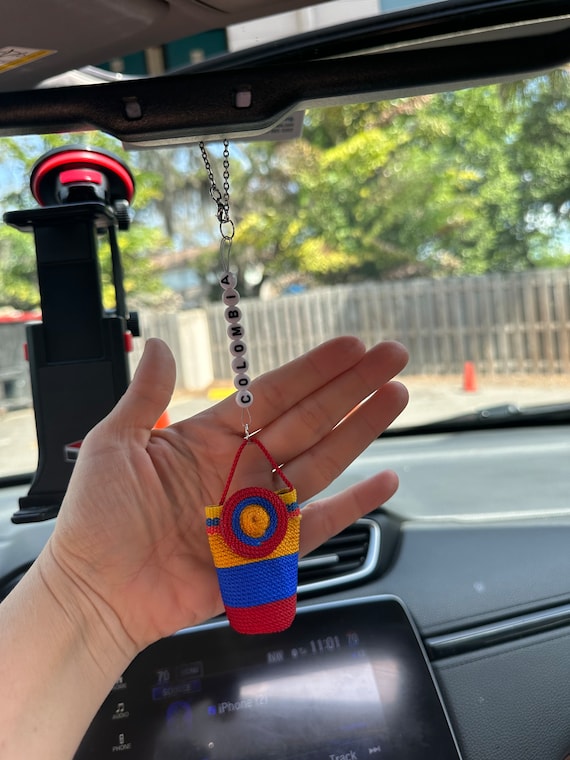 Traditional Colombian for flag car - Traditional wayuu / car charm Colombia / Colombia car rearview charm Wayuu keychain, traditional wayuu