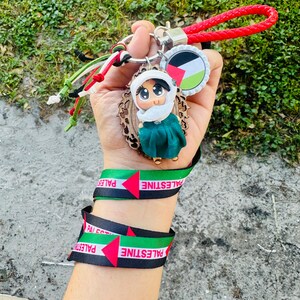 Cordón personalizado Bandera Palestina / Llavero Bandera Palestina - Llavero de porcelana para muñecas - Llavero Palestina
