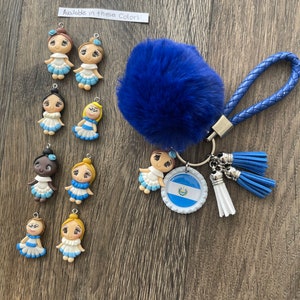 El Salvador Keychain Country Flag Handmade Doll Pompom key holder key chain bag charm