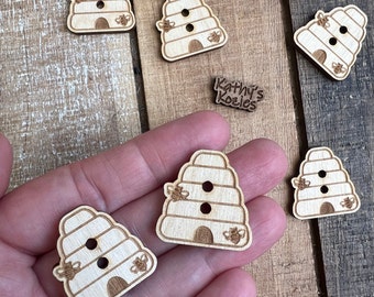 BEE HIVE Buttons Birch wood laser cut 1 inch / 1”x3/4” / 4, 10, 25, 50, 100 buttons/ Ideal for Crochet and Knit Projects