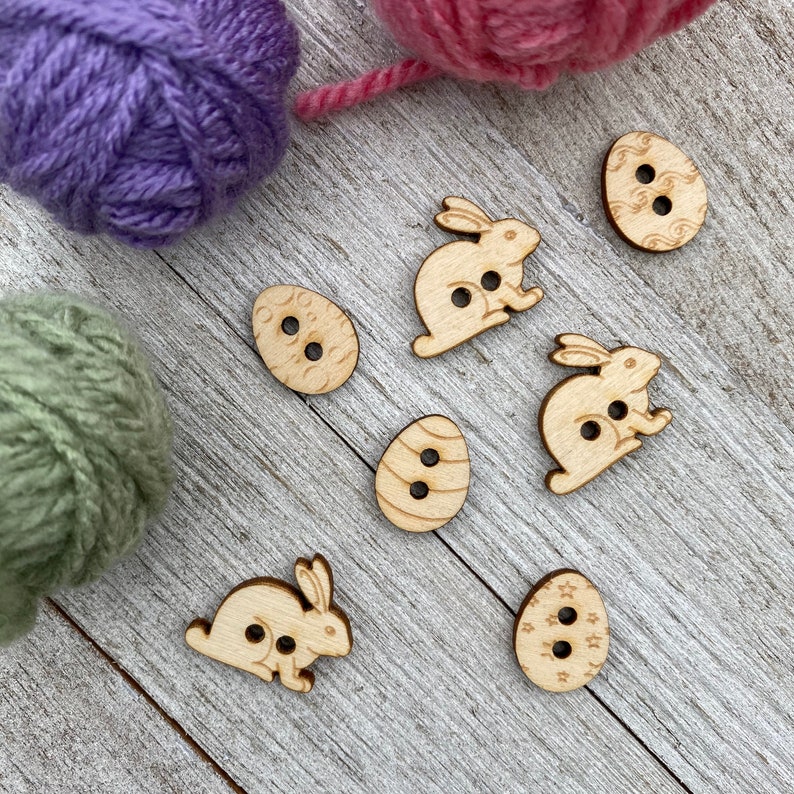 Birch Wood Laser Cut Bunny Buttons / 1 Inch / Rabbit / Easter Etsy