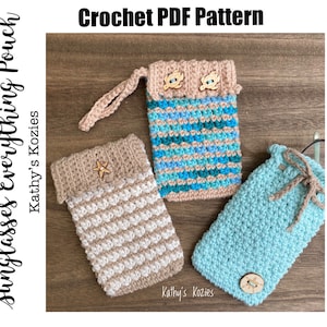 PDF PATTERN ONLY Crochet Sunglass Everything Case / Phone Pouch / Wristlet / Drawstring / image 1