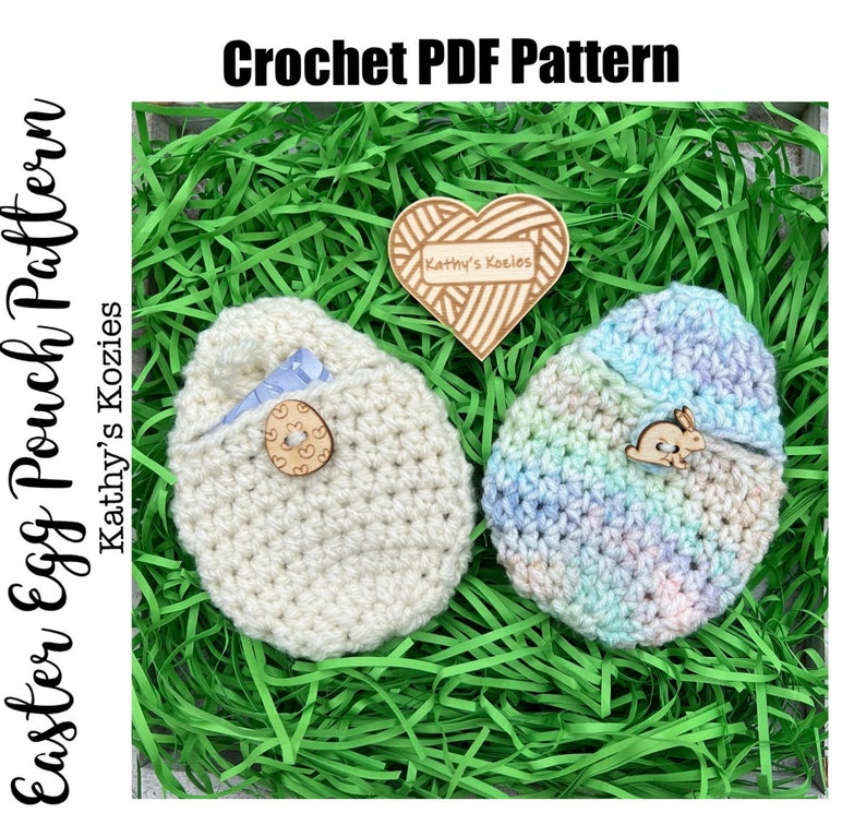 PDF PATTERN ONLY Easter Egg Pouch Crochet Pattern / Gift Card Holder / Easter Basket stuffer image 1