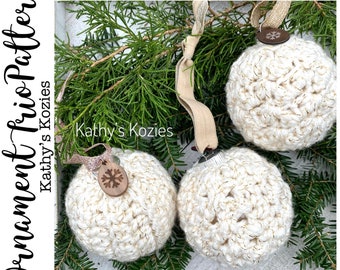 PDF PATTERN ONLY - Ornament Trio Pattern / Crochet Ornament Sweater / Cover