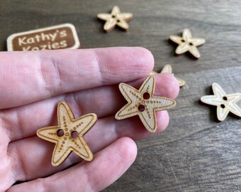 4 buttons 1\u201d Star starfish imprint multiple shapes cream ivory color