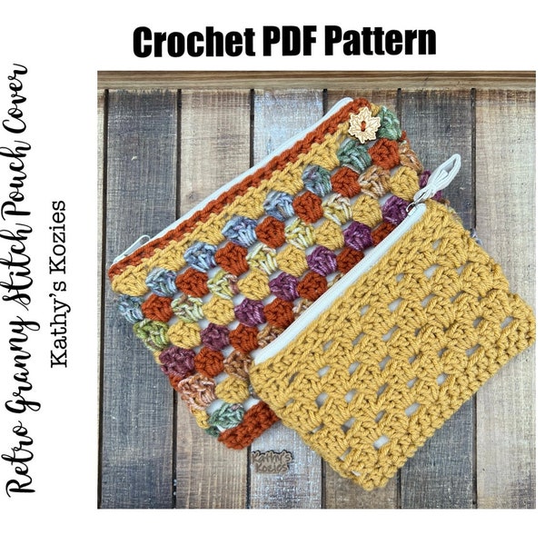 PDF PATTERN ONLY - Retro Granny Stitch Pouch Cover / Zipper Pouch / No Sew / Sewing Optional