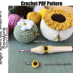 PDF PATTERN ONLY - Flower and Sunflower Crochet Pin Cushion