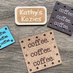 coffee. coffee. coffee. Patch // 3 Sizes, 1”, 1.5”, 2” Faux, Vegan Leather, Leatherette Patches / 1, 5, 10, 20 patch / Crochet, Knit, Sewing