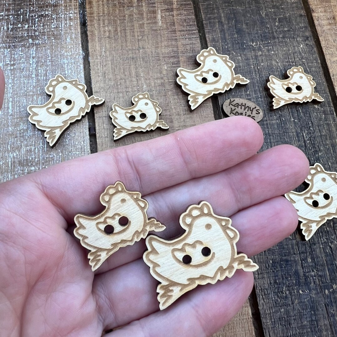 CHICKEN Buttons / Birch Wood Laser Cut 1 Inch OR 1.25 Inch / Ideal for ...