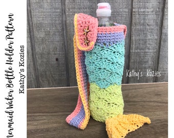 PDF PATTERN ONLY - Crochet Mermaid Water Bottle Holder / Wide strap