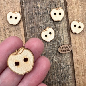 Apple Buttons Birch wood laser cut 3/4 inch  Ideal fror Crochet and Knit Projects / Fruit Buttons