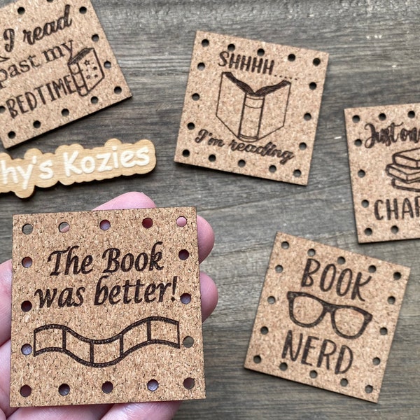 Book Sayings Patches - MULTIPACK  10 patches/ Faux Leather /Vegan Leather / Leatherette Patches / Cork