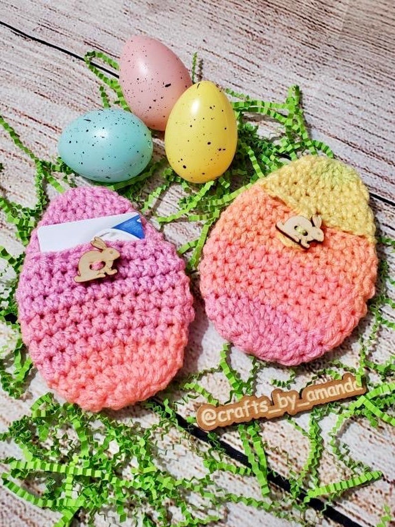 PDF PATTERN ONLY Easter Egg Pouch Crochet Pattern / Gift Card Holder / Easter Basket stuffer image 2