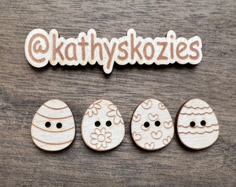 Easter Egg  Buttons Birch wood/ laser cut and engraved / 4, 12 or 20 buttons