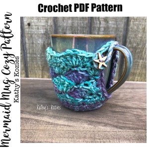 PDF PATTERN ONLY: Crochet Mermaid Mug Cozy / Ice Cream Cozy