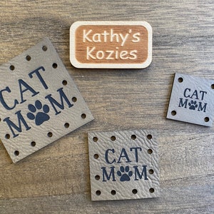Cat Mom Patch // 3 Sizes, 1, 1.5, 2 Faux, Vegan Leather, Leatherette Patches / 1, 5, 10, 20 patches / Crochet, Knit, Sewing image 1