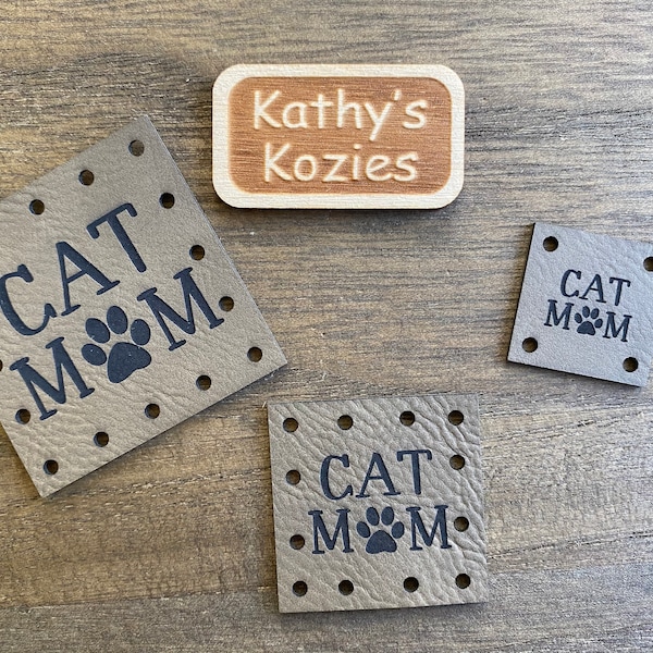 Cat Mom Patch // 3 Sizes, 1”, 1.5”, 2” Faux, Vegan Leather, Leatherette Patches / 1, 5, 10, 20 patches / Crochet, Knit, Sewing