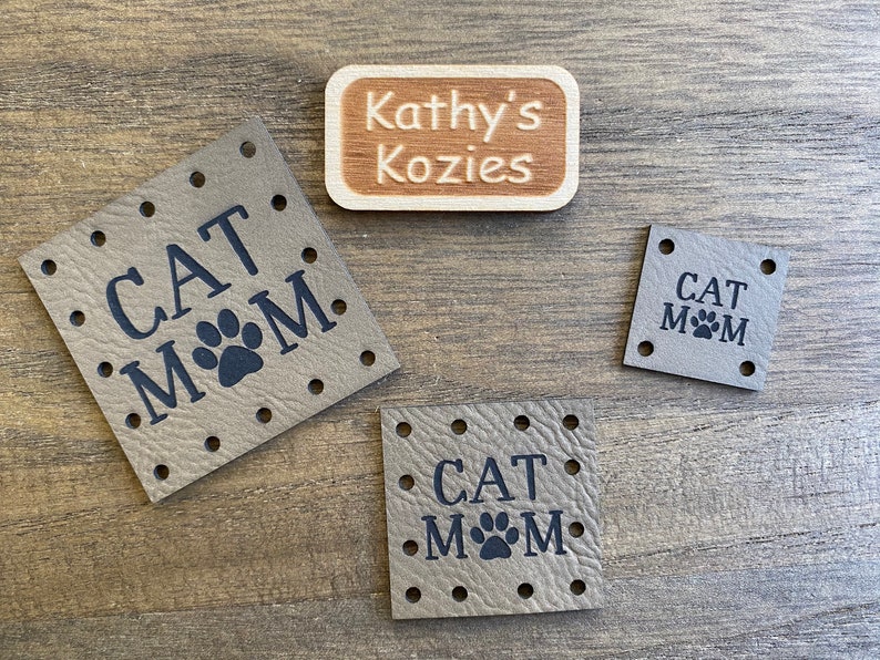 Cat Mom Patch // 3 Sizes, 1, 1.5, 2 Faux, Vegan Leather, Leatherette Patches / 1, 5, 10, 20 patches / Crochet, Knit, Sewing image 1