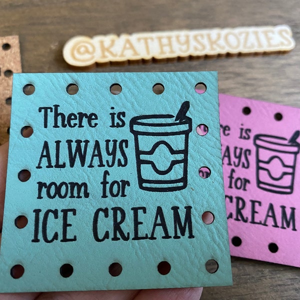 There is always room for ice cream Patch / Vegan Leather /Faux Leather/ Leatherette Patches /1, 5, 10, 20 patches/ cork