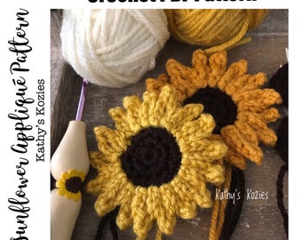 PDF PATTERN ONLY - Crocheted Sunflowers Applique