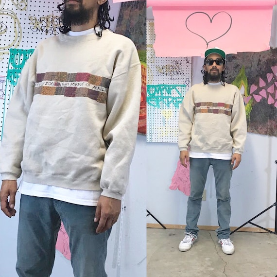 Vintage tan sweatshirt san diego zoo size large 1990s 1980s