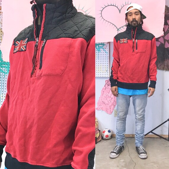 Vintage polo ralph lauren sweatshirt size large quarter zip red 1980s 1990s british flag