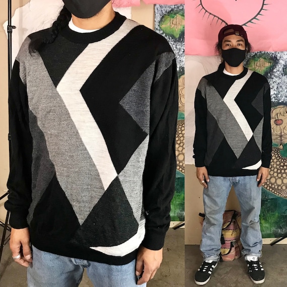 Vintage Sweater by Protege Black Acrylic XL 1990s 1980s