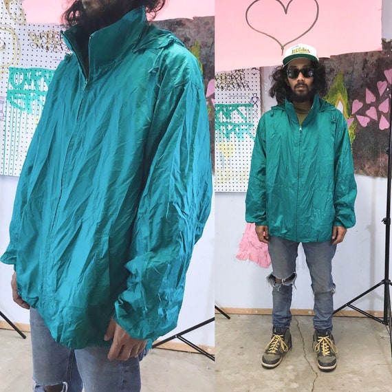 Vintage green windbreaker jacket early 1990's size xl eddie bauer