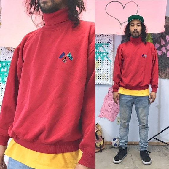 Vintage turtleneck sweater the gap red 1990s 1980s size medium