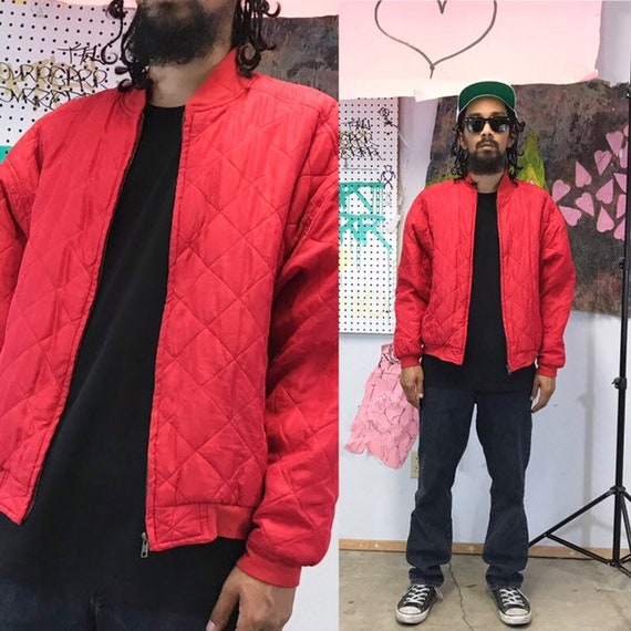 Vintage silk bomber jacket 1980's 1990's red bombe