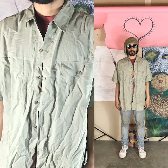 Vintage Button Up by Royal Robbins Beige Cotton Large 1990s 1980s