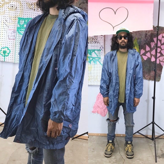 Vintage zip up poncho 1980's windbreaker jacket size large