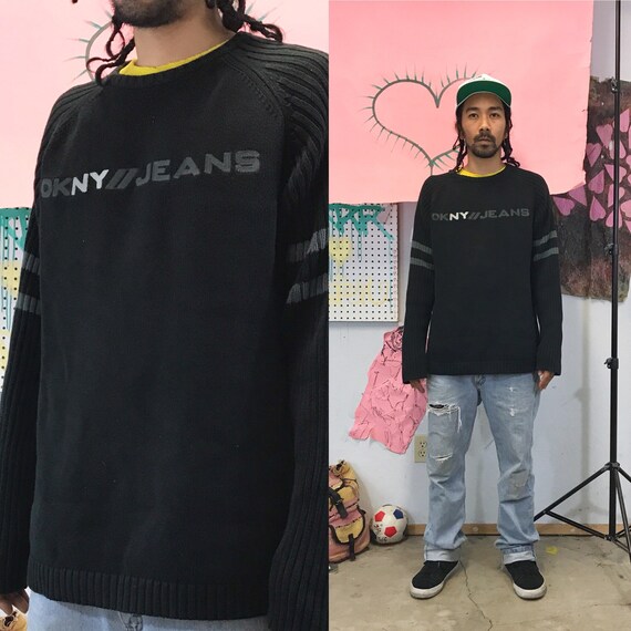 Vintage DKNY Sweater Black Large 1990s 1980s