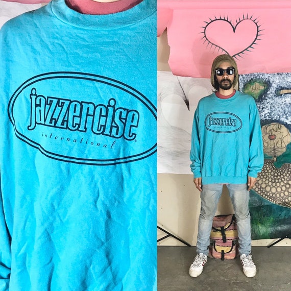 Vintage Jazzercise Cotton Crewneck Blue XXL 1990s 1980s